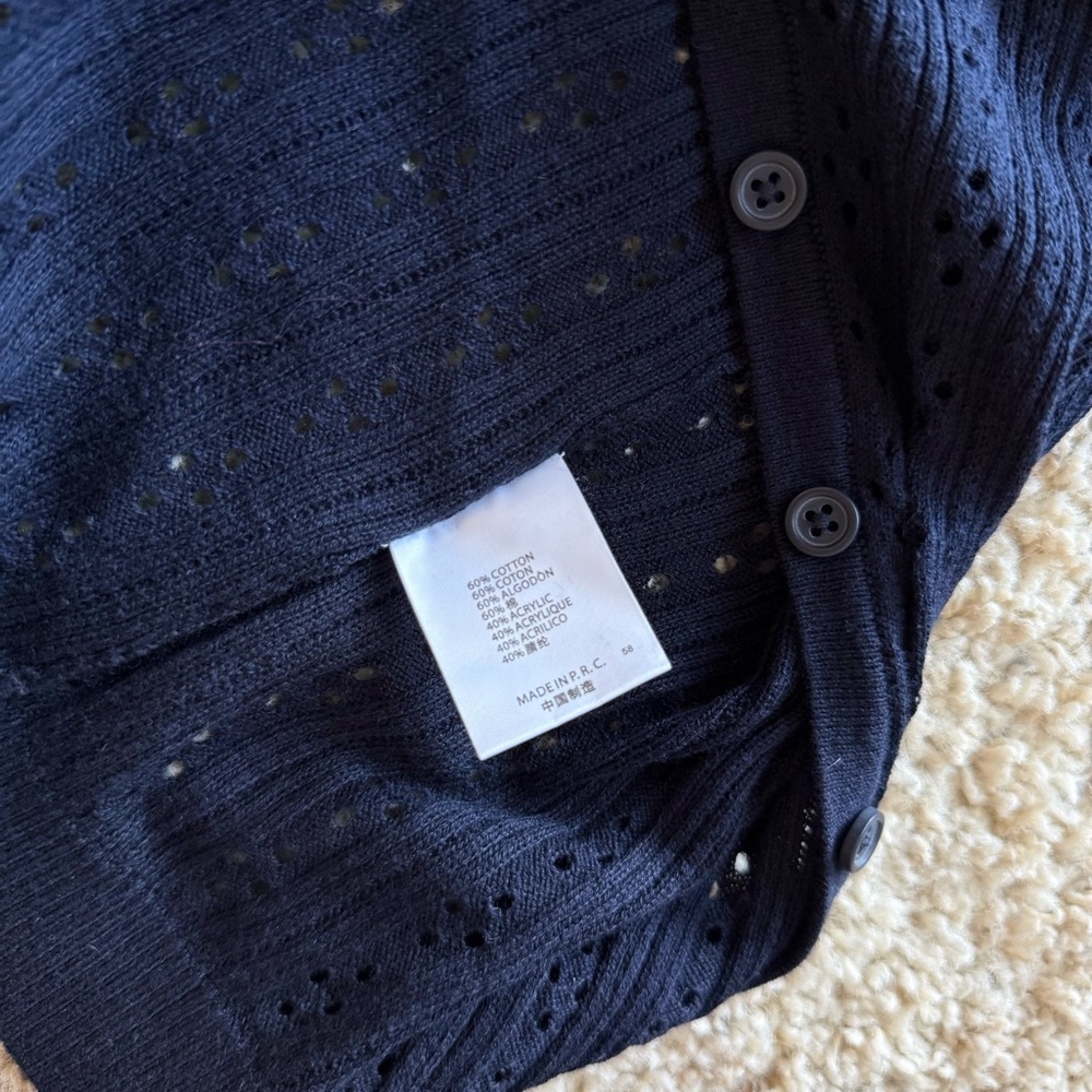 NWT Brandy Melville Knit Cardigan Navy Blue Fitted Soft Girl Coquette Minimalist - Picture 6 of 9